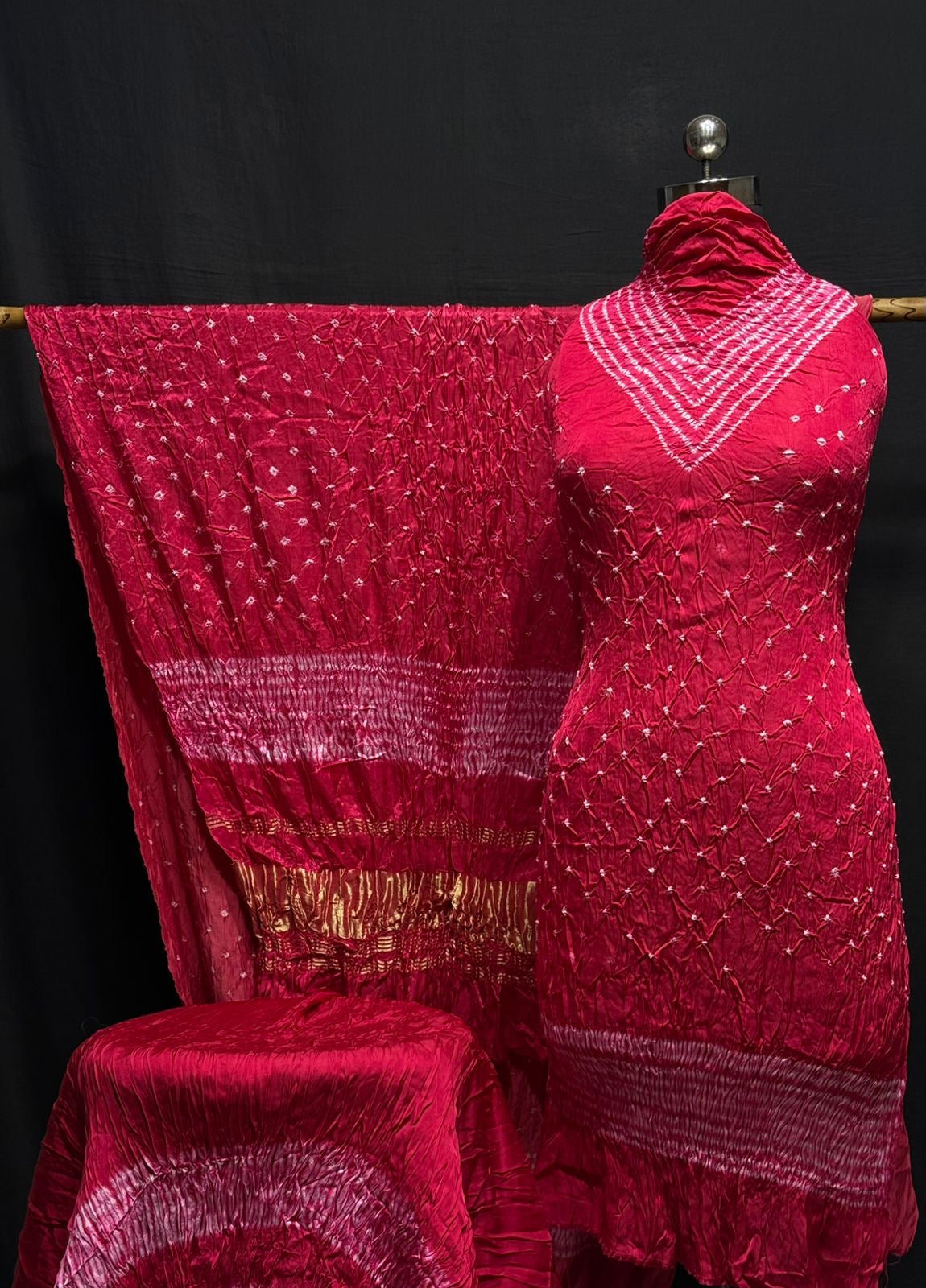 Modal Silk Shibori Bandhani Dress Material (Unstitched)