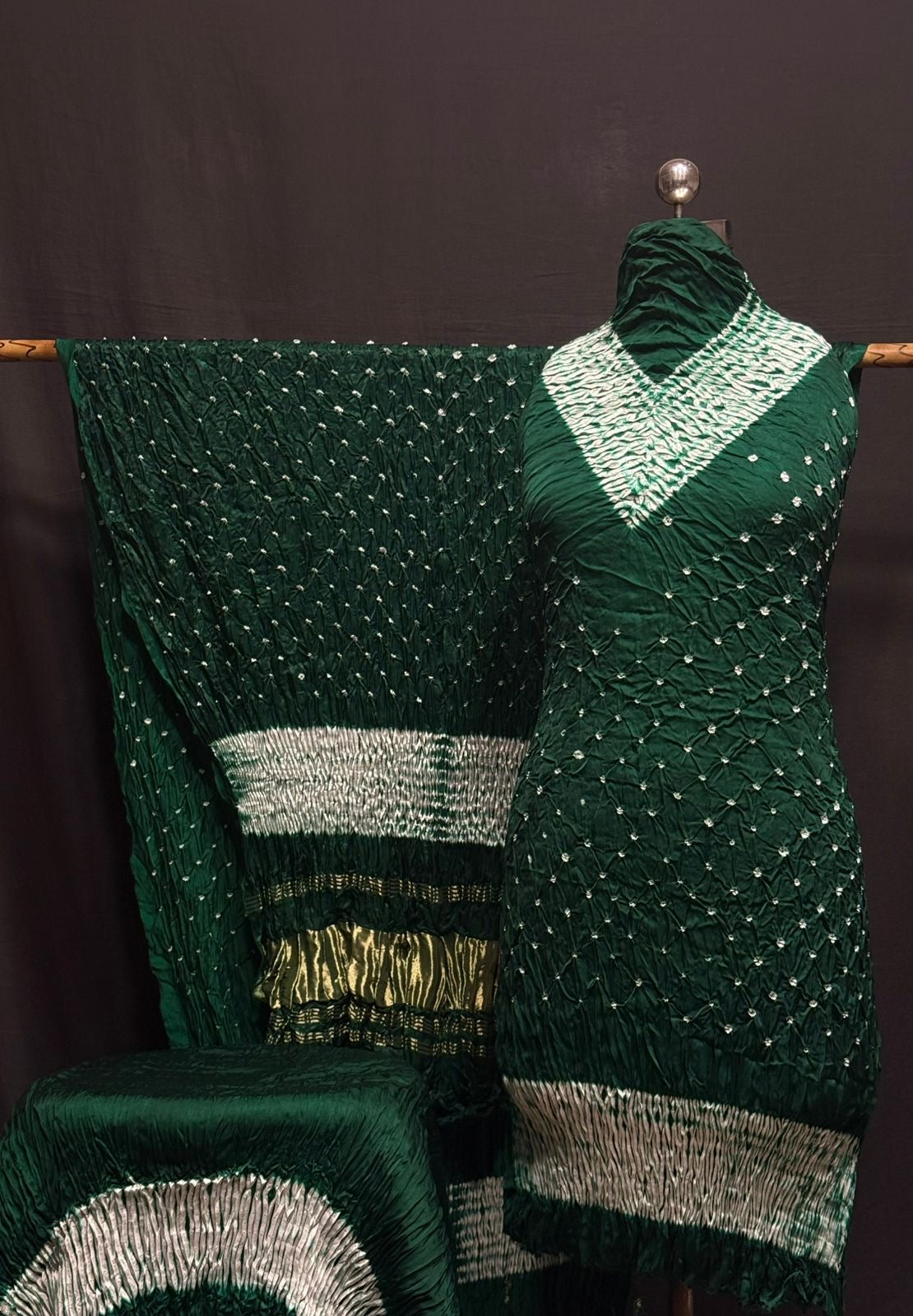 Modal Silk Shibori Bandhani Dress Material (Unstitched)