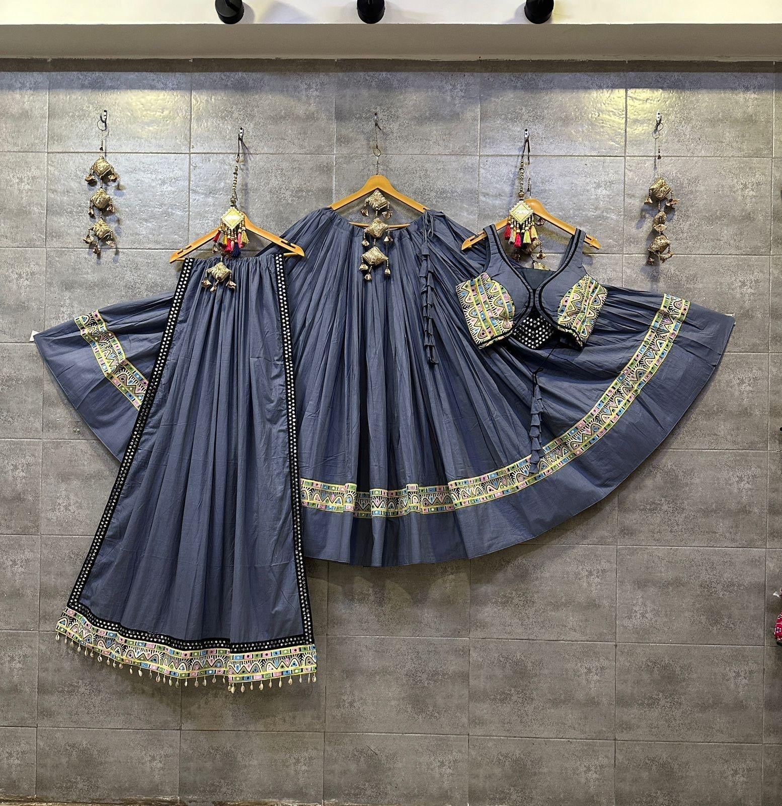 Pure Mal Cotton Kodi work Self Color Navratri Special Chaniya Choli