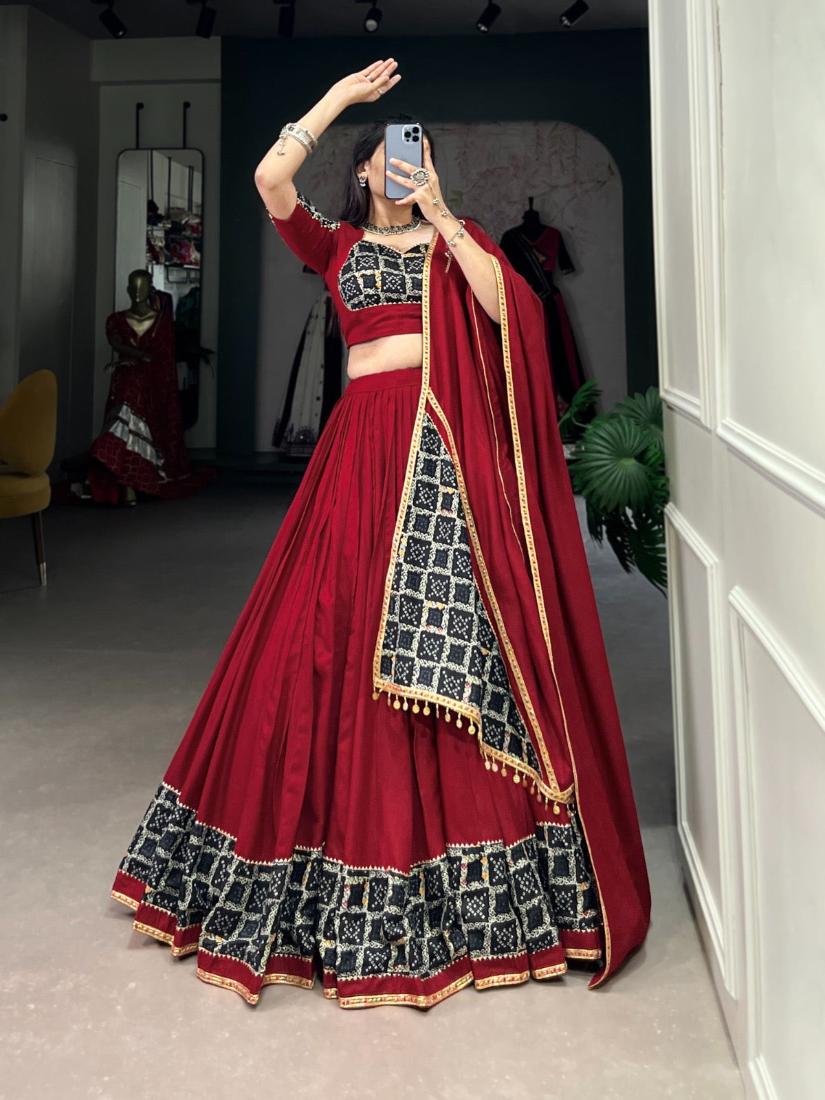 Rayon Gamthi Gota Patta work Navratri Special Chaniya Choli