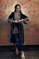 Thread Embroidery work Ready to Wear Velvet Suit