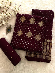 Rayon Hand Tila Embroidery with Bandhej work Bandhani Dress Material(Unstitched)