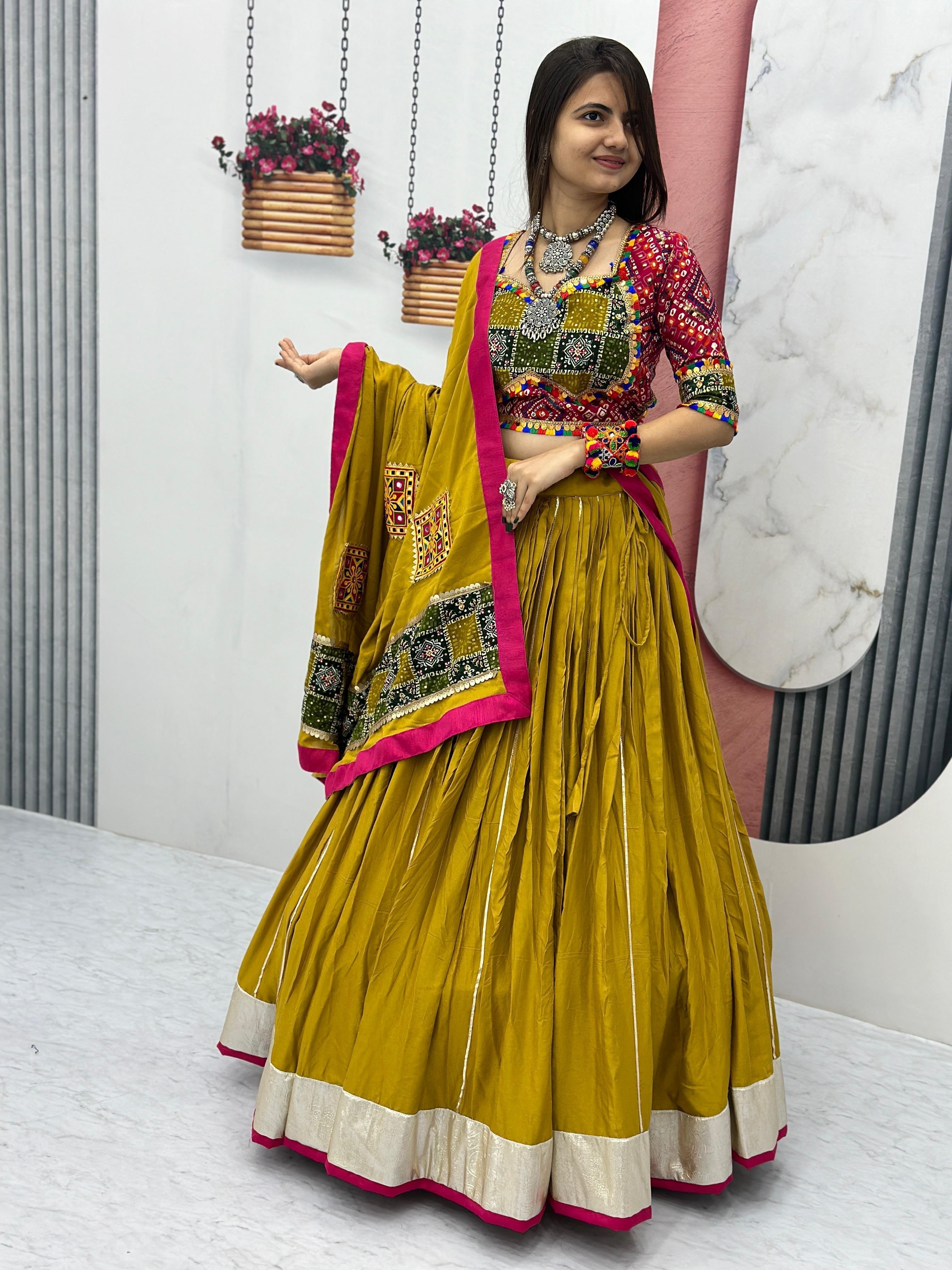 Pure Cotton Foil Print Lace work Navratri Special Chaniya Choli