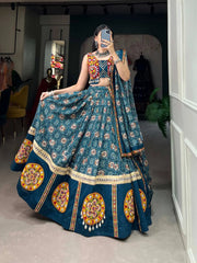 Rayon Printed Foil Gamthi Work Navratri Special Chaniya Choli