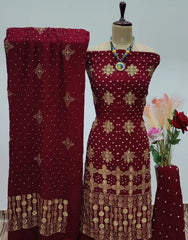 Reyon Embroidery Work Authentic Hand Crafted Kutch Bandhani Dress Material