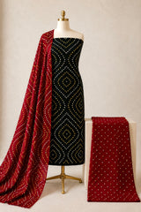 Premium Cotton Authentic Jamnagar Handmade 3Pc Bandhani Dress Material