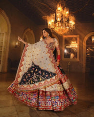 Muslin Silk Digital Print with Mirror Work Navratri Designer Chaniya Choli