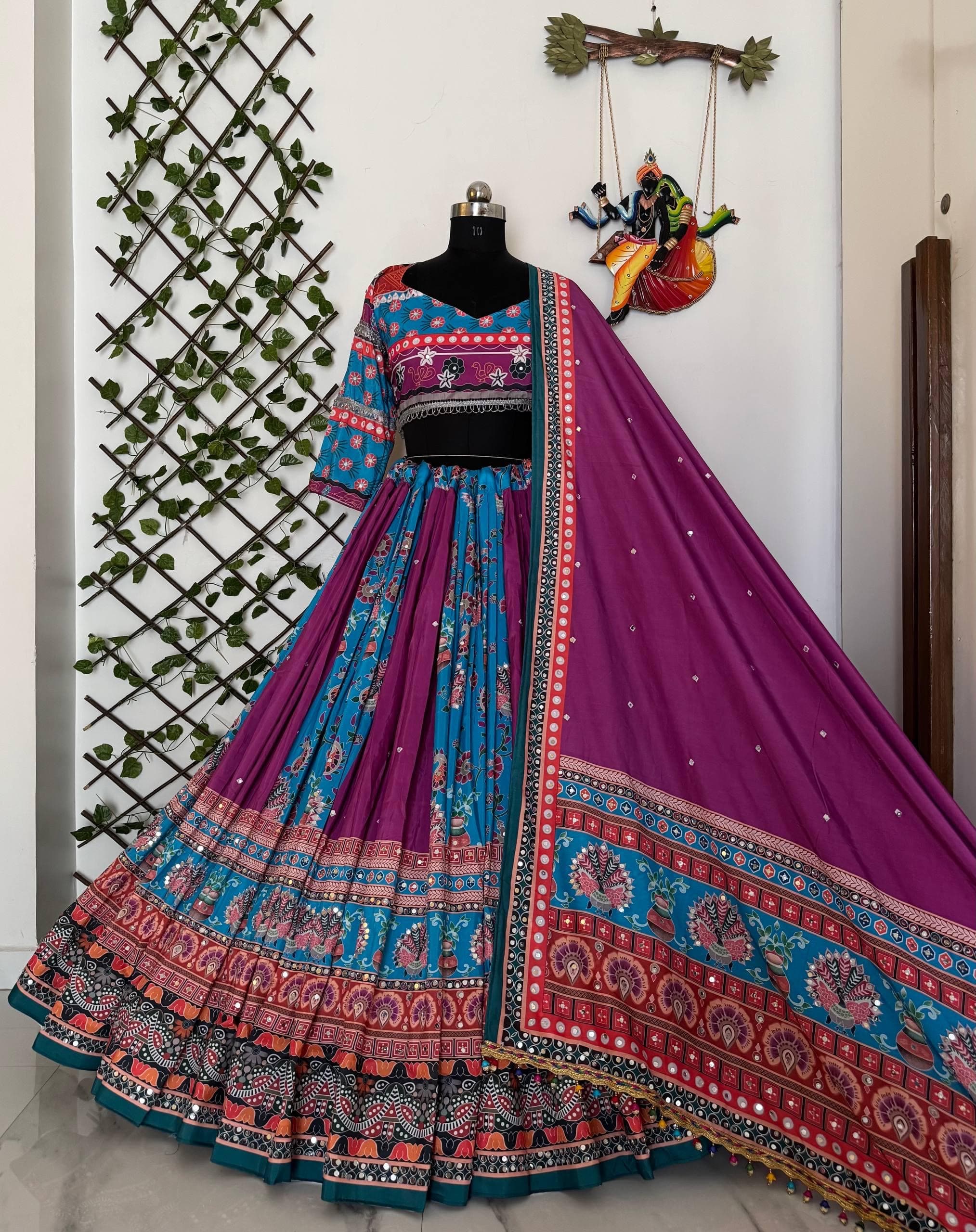 Muslin Digital Print with Mirror Work Chaniya Choli