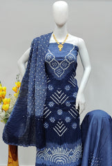 Hand Crafted Cotton Self Color Original Kutch Bandhani Dress Material (Unstitched)