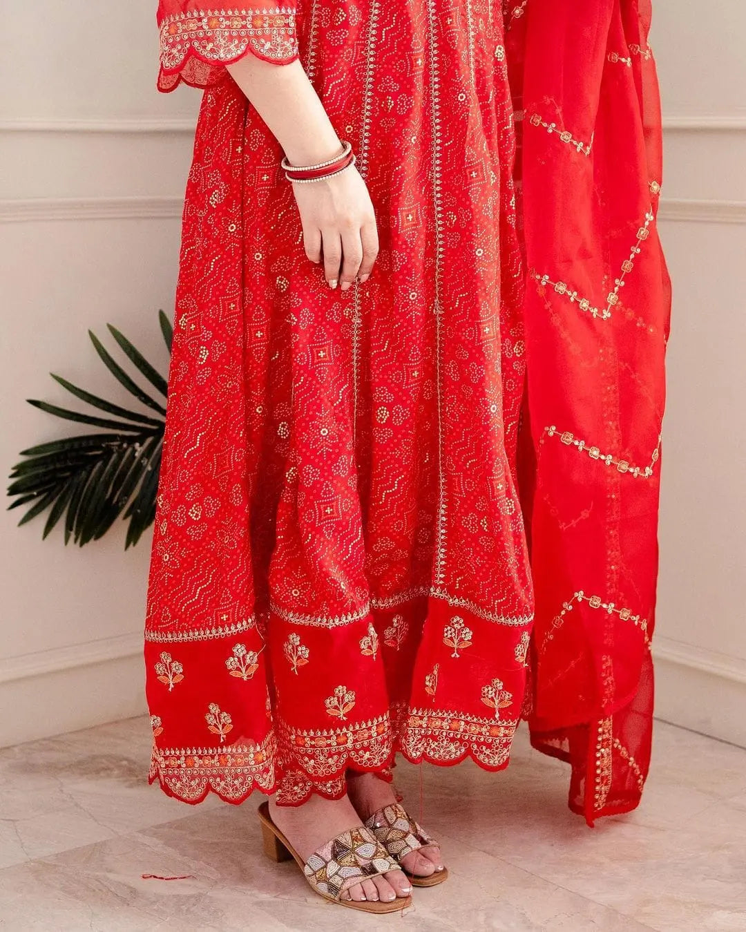 Premium Zari Weaving Printed Kurti Pant Dupatta Set (Stitched)