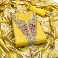 Shimmer Silk Neck Embroidery Work Unstitched Dress Material