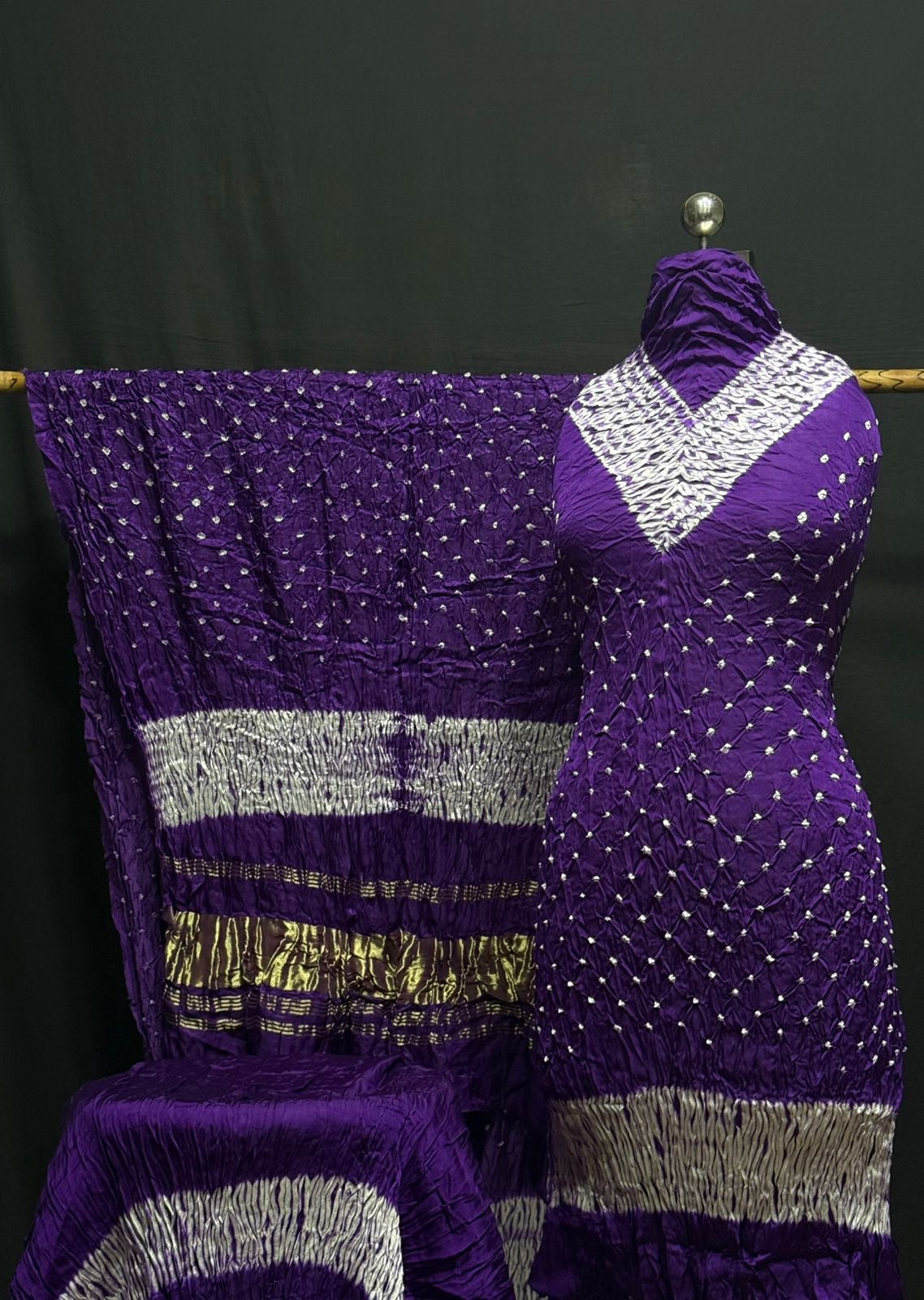 Modal Silk Shibori Bandhani Dress Material (Unstitched)