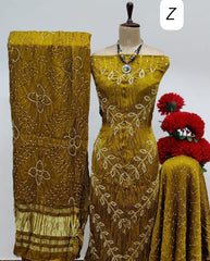 Modal Ghazi Silk Kutchi Bandhani Dress Material (Unstitched)