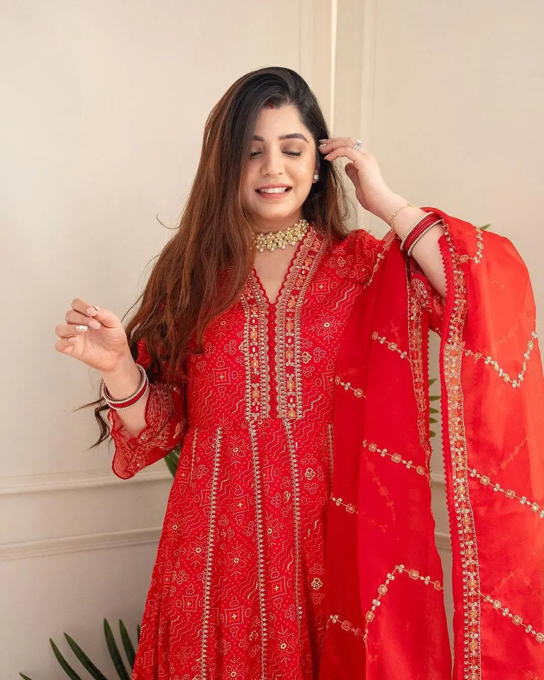 Premium Zari Weaving Printed Kurti Pant Dupatta Set (Stitched)