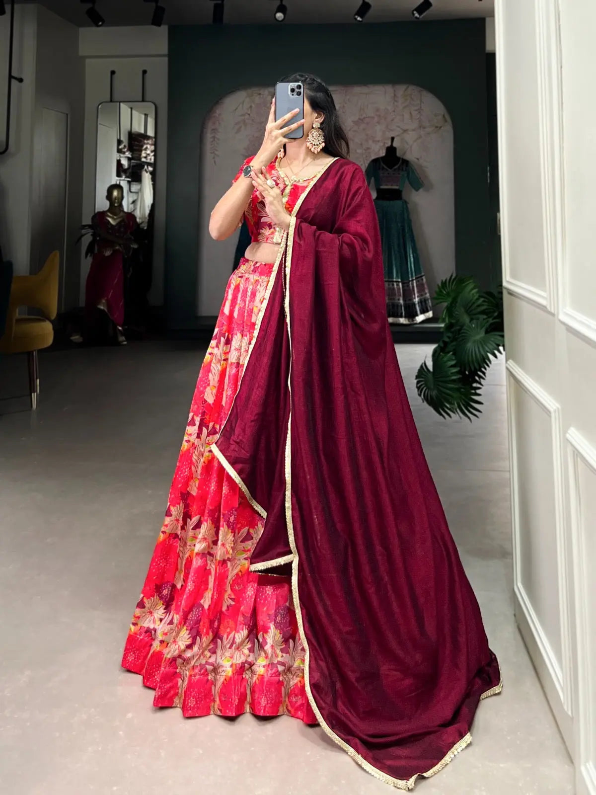 Tussar Silk Digital Printed Lehenga Choli