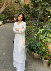 Muslin Thread Embroidery work Kurti Palazzo Set