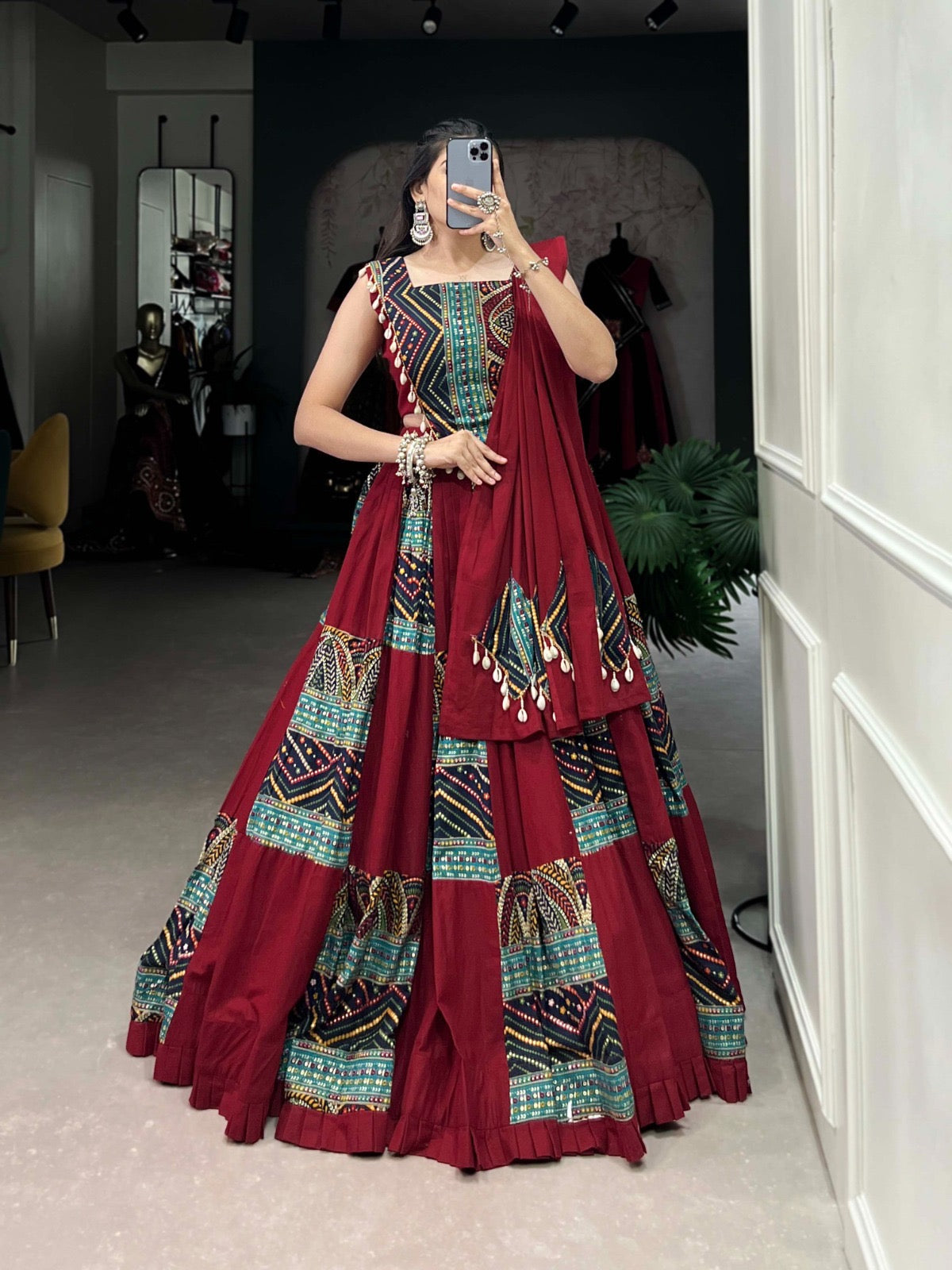 Pure Cotton Garba Navratri Special Lehenga Choli Blouse Set