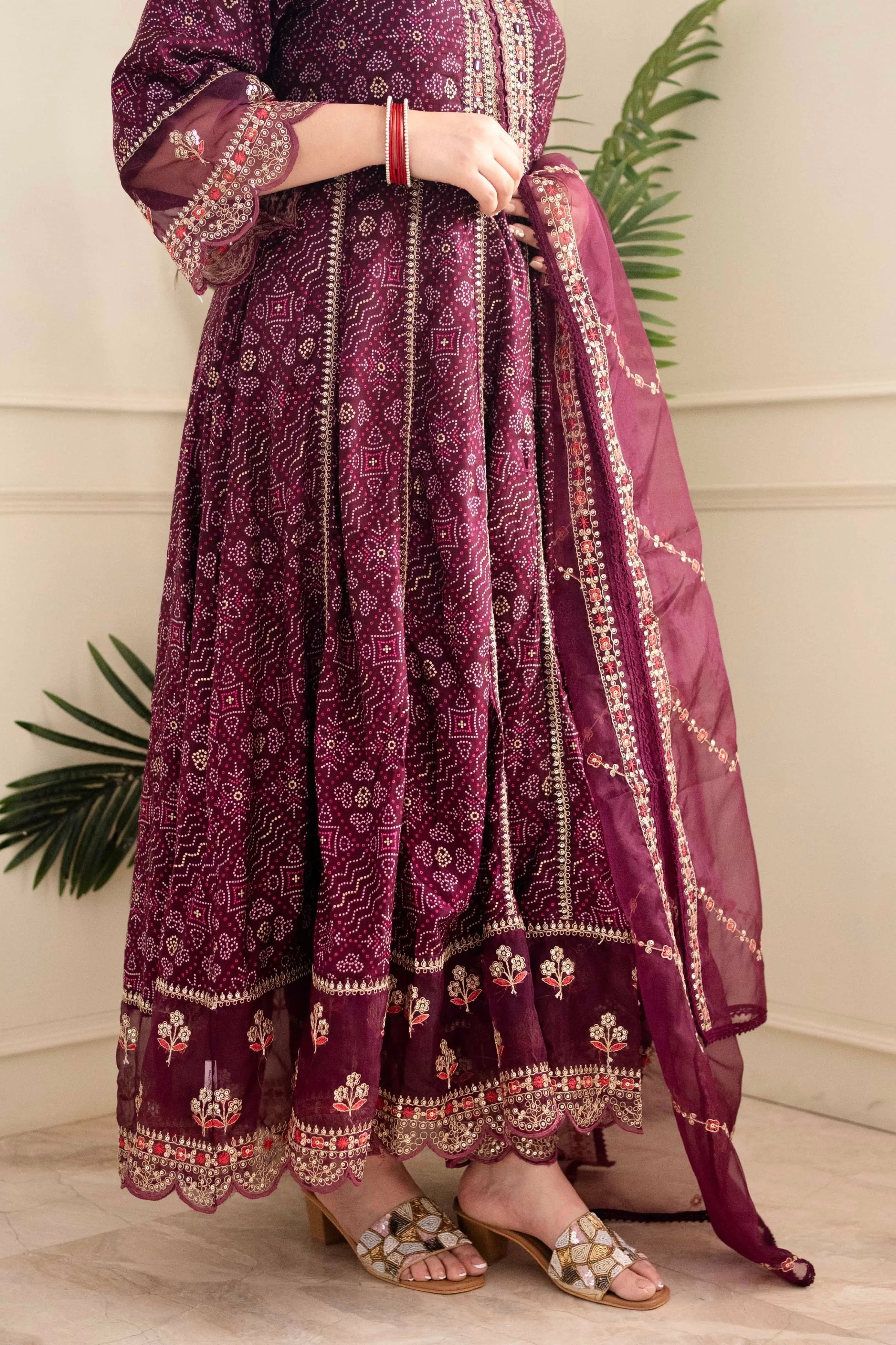 Premium Zari Weaving Printed Kurti Pant Dupatta Set (Stitched)