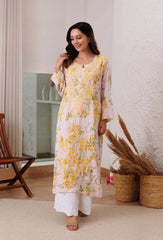 Thread Embroidery work Kurti Pant Set (Stitched)