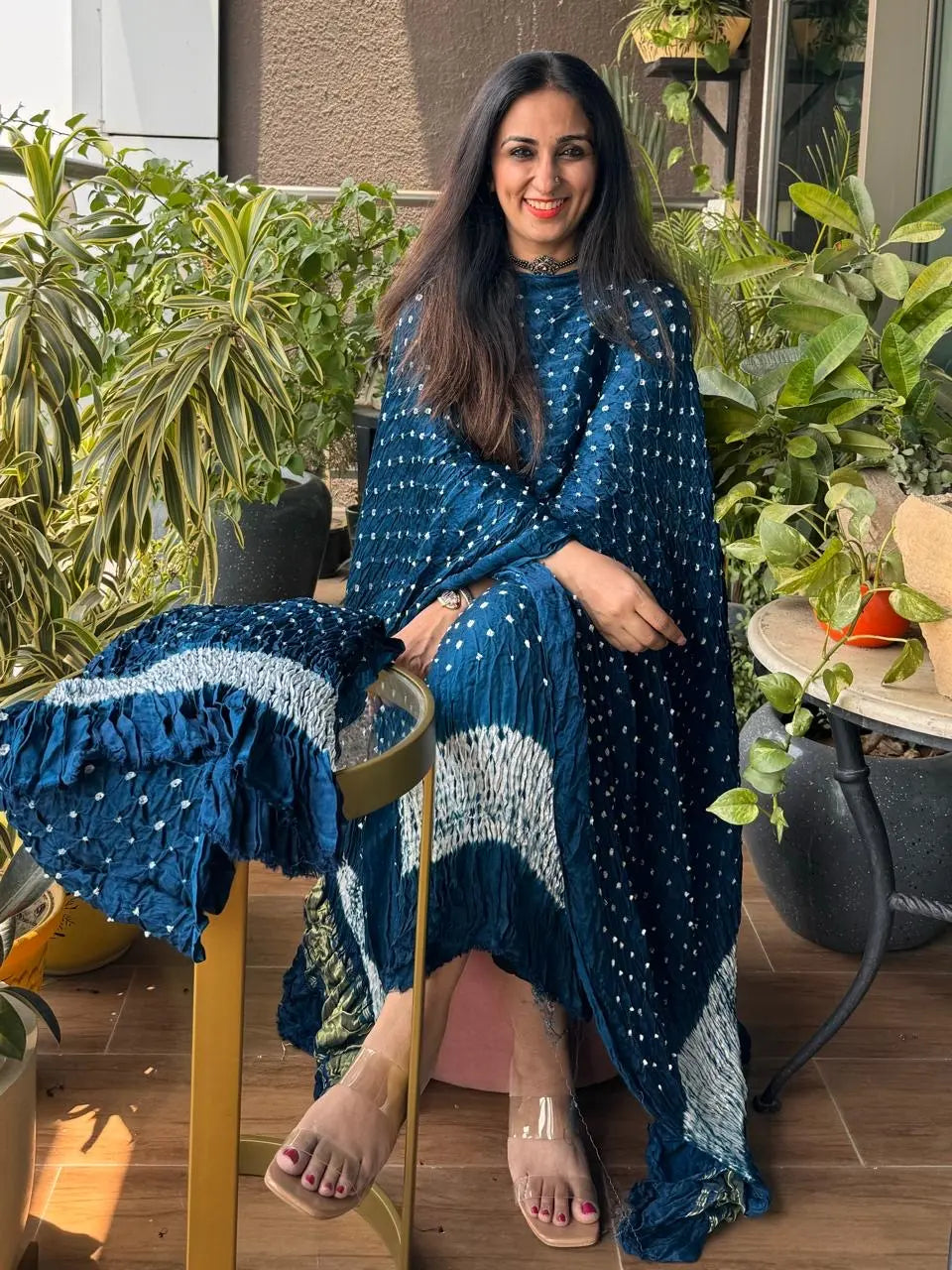 Pure Modal Silk Tye n Dye Authentic Bandhani Dress Material (Unstitched)