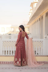 Faux Georgette Zari Thread Sequence Flair work Dress