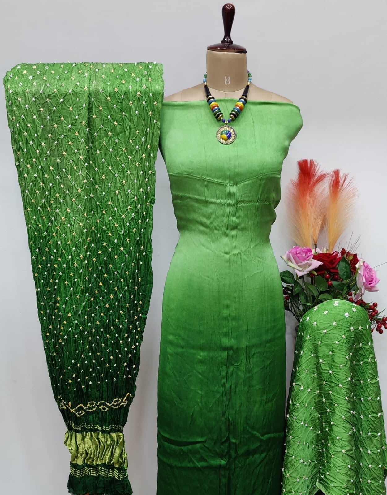Modal Silk Heavy Kutch Bandhani Dress Material