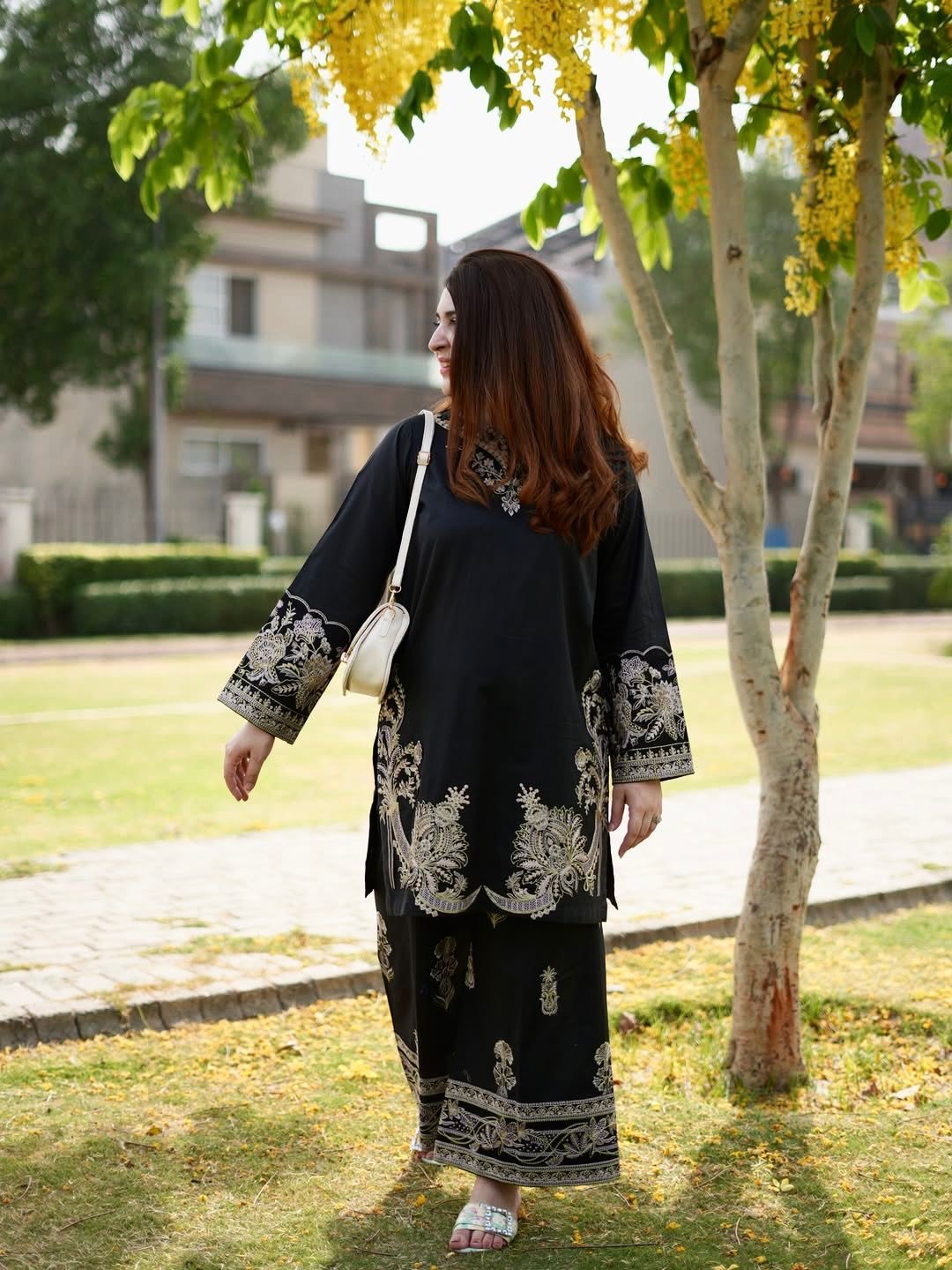 Muslin Cotton Embroidery Work Cord Set (Ready to Wear)