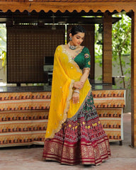 Muslin Cotton Digital Print mirror work Navratri Garba Special Chaniya Choli