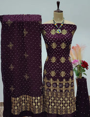 Reyon Embroidery Work Authentic Hand Crafted Kutch Bandhani Dress Material