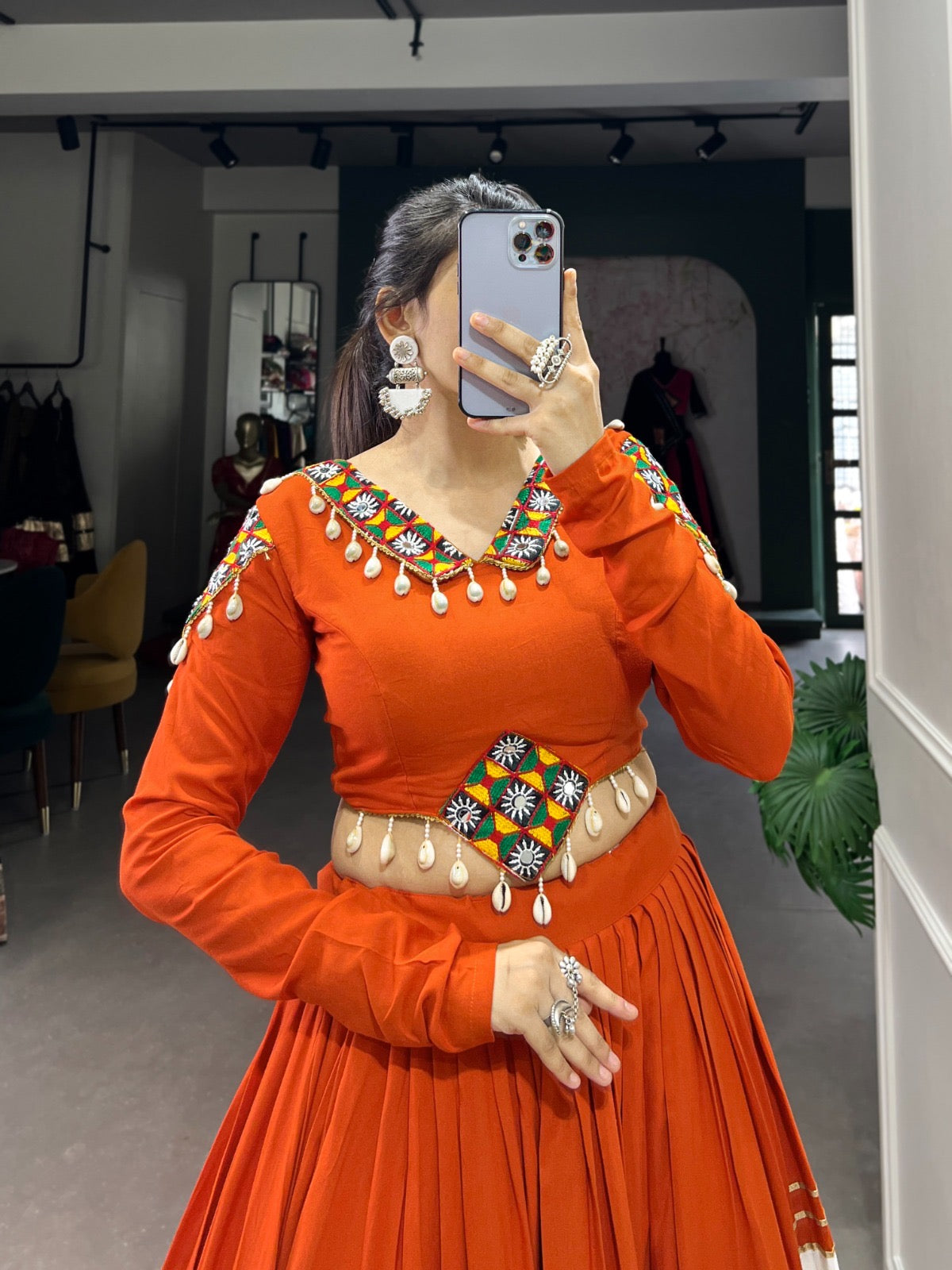 White Concept Gamthi Work Navratri Special Chaniya Choli