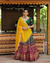 Muslin Cotton Digital Print mirror work Navratri Garba Special Chaniya Choli
