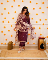 Floral Digital Print Embroidery work Afghani Salwar Suit Set