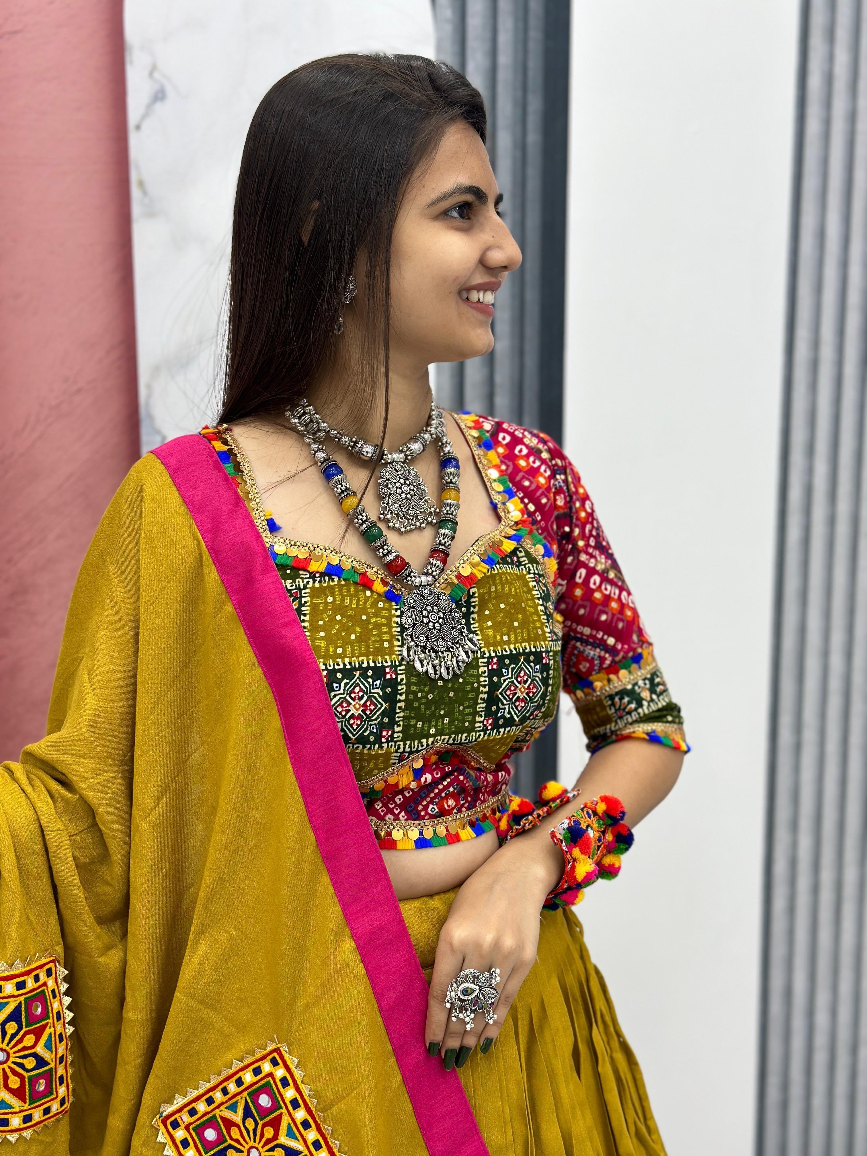 Pure Cotton Foil Print Lace work Navratri Special Chaniya Choli