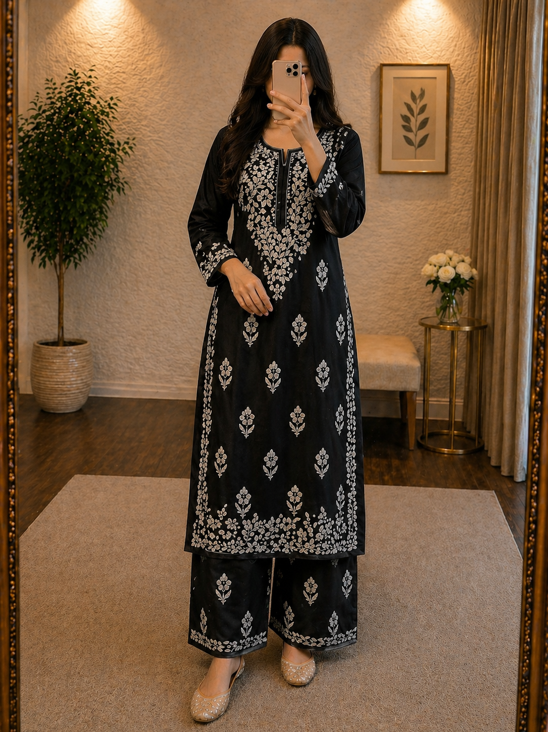 Rayon Chikankari Kurti Pant Set