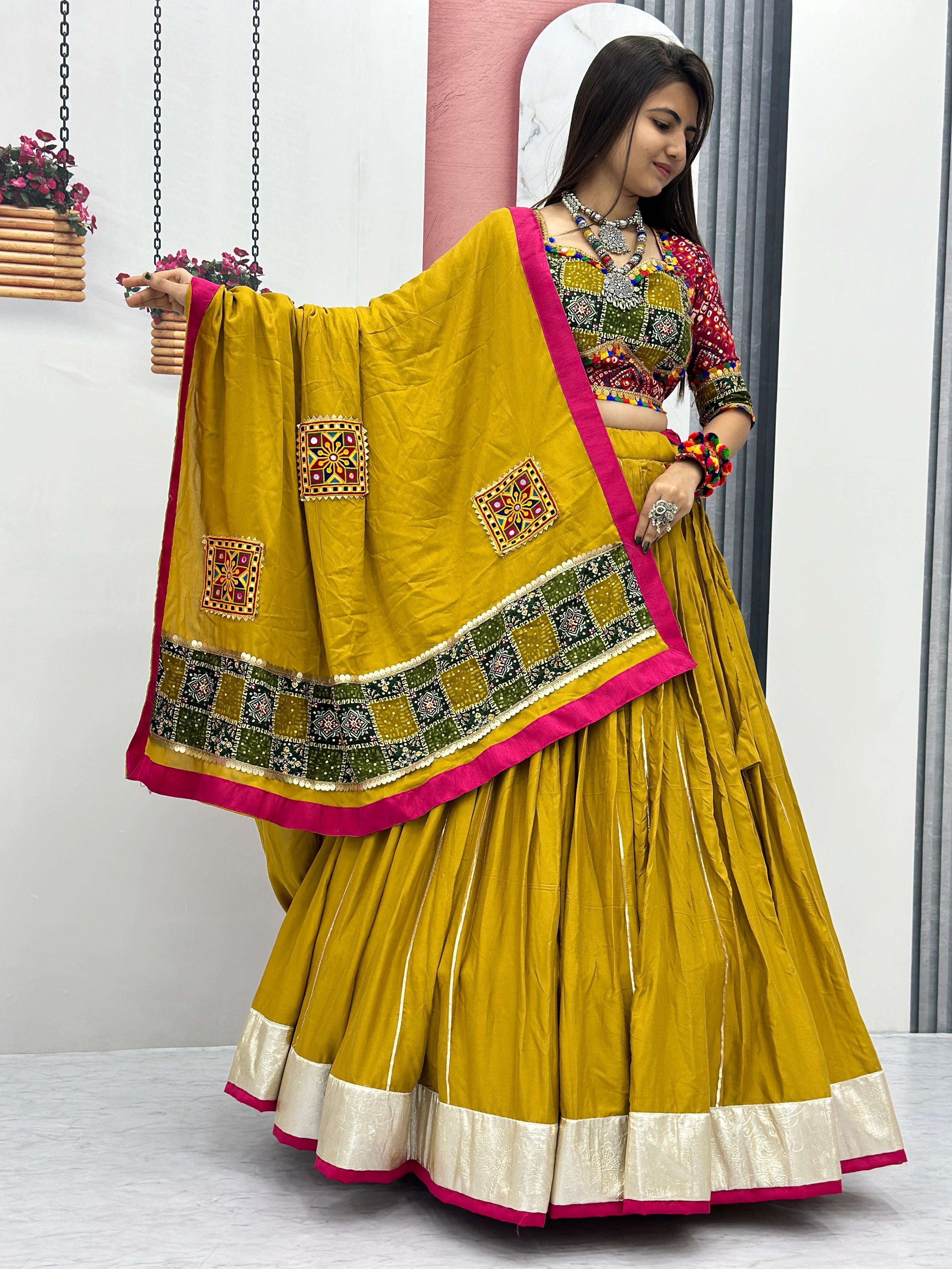 Pure Cotton Foil Print Lace work Navratri Special Chaniya Choli