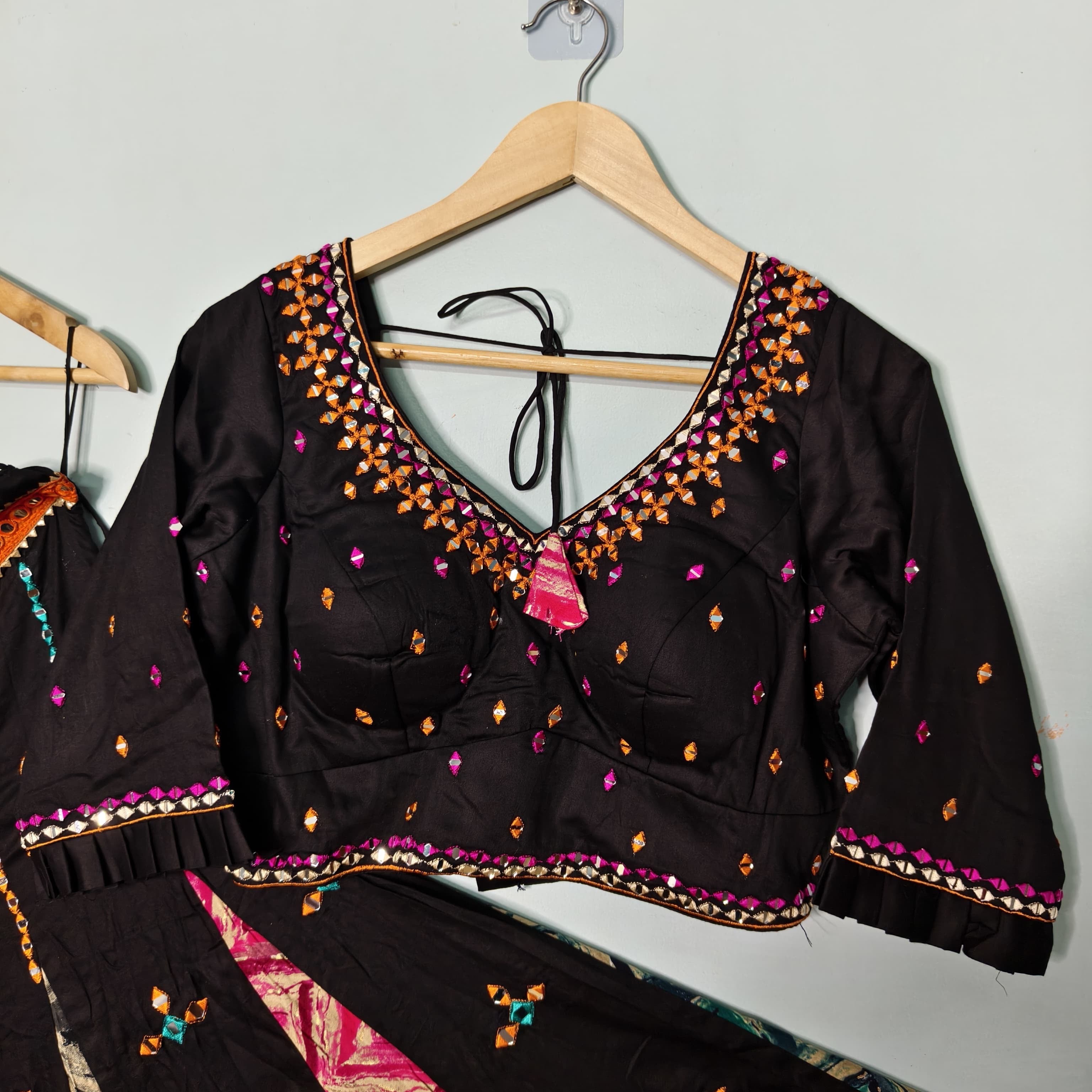 Pure Jaam Cotton Real Mirror Embroidery work Navratri Special Chaniya Choli (Ready to Wear)
