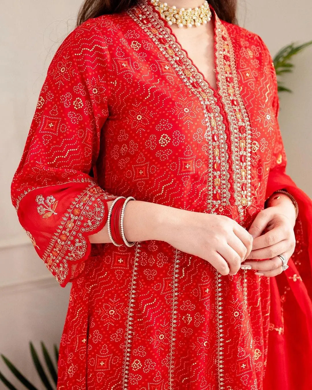 Premium Zari Weaving Printed Kurti Pant Dupatta Set (Stitched)