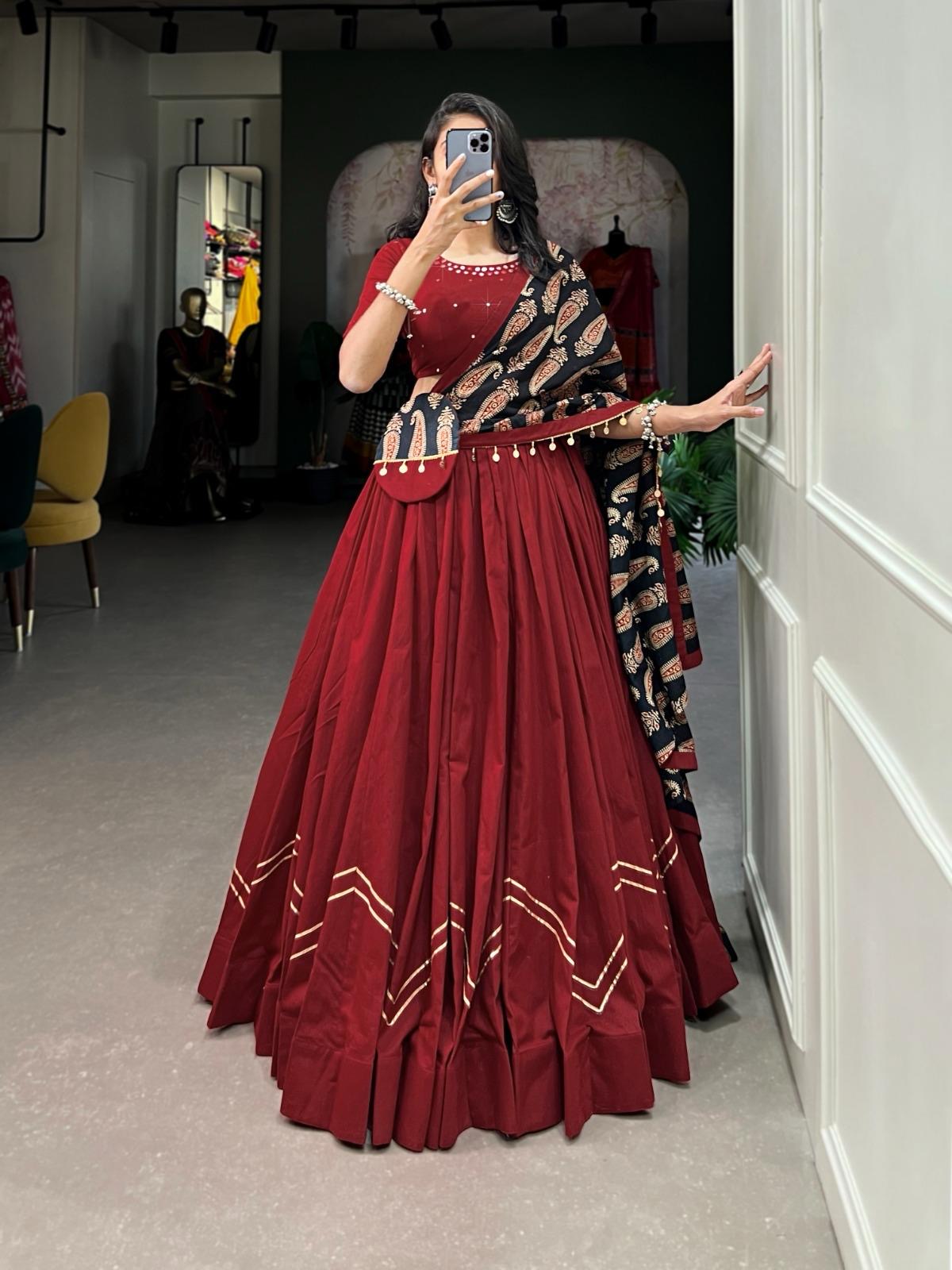 Pure Cotton Gamthi Kodi Work Navratri Special Chaniya Choli