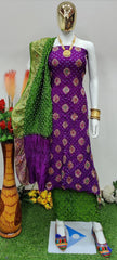 Original Dhupiyan Silk Kasab work Heavy Jamnagar Bandhani Dress