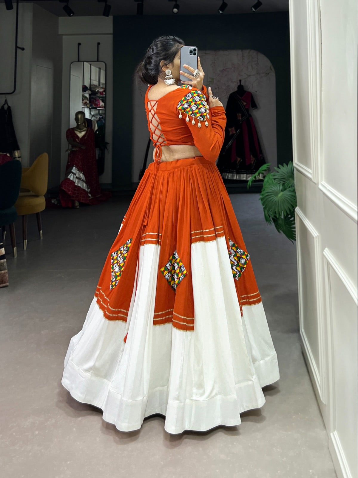 White Concept Gamthi Work Navratri Special Chaniya Choli