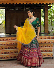 Muslin Cotton Digital Print mirror work Navratri Garba Special Chaniya Choli