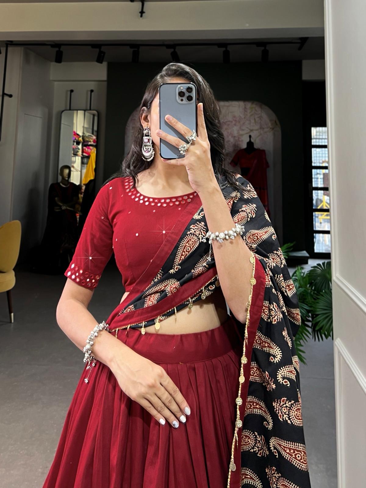 Pure Cotton Gamthi Kodi Work Navratri Special Chaniya Choli