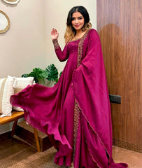 Vachitra Silk Gown Dupatta Set (Ready to Wear)