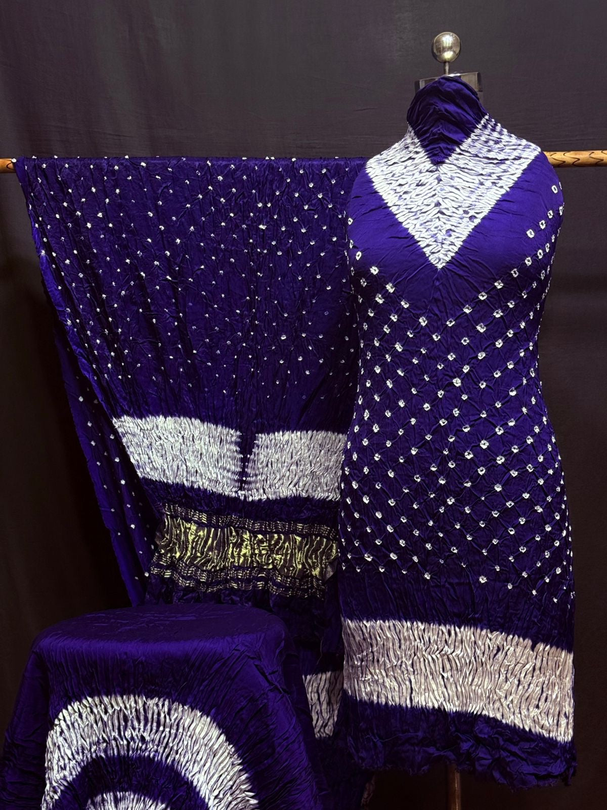 Modal Silk Shibori Bandhani Dress Material (Unstitched)