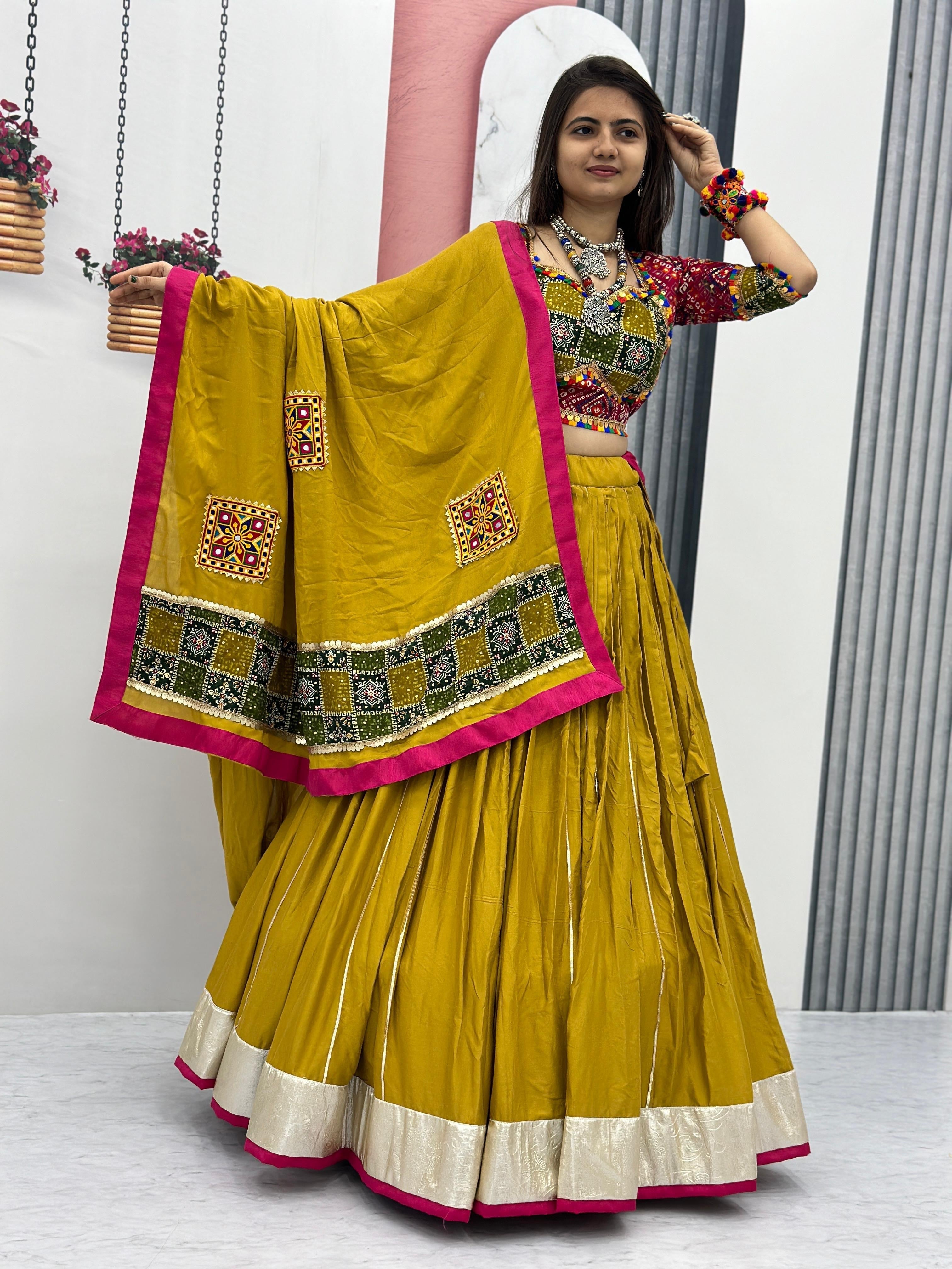Pure Cotton Foil Print Lace work Navratri Special Chaniya Choli