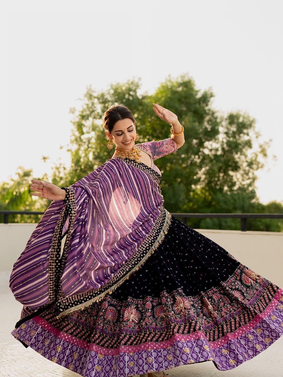 Muslin Silk Mirror Work Designer Chaniya Choli for Navratri | Real Mirror Work