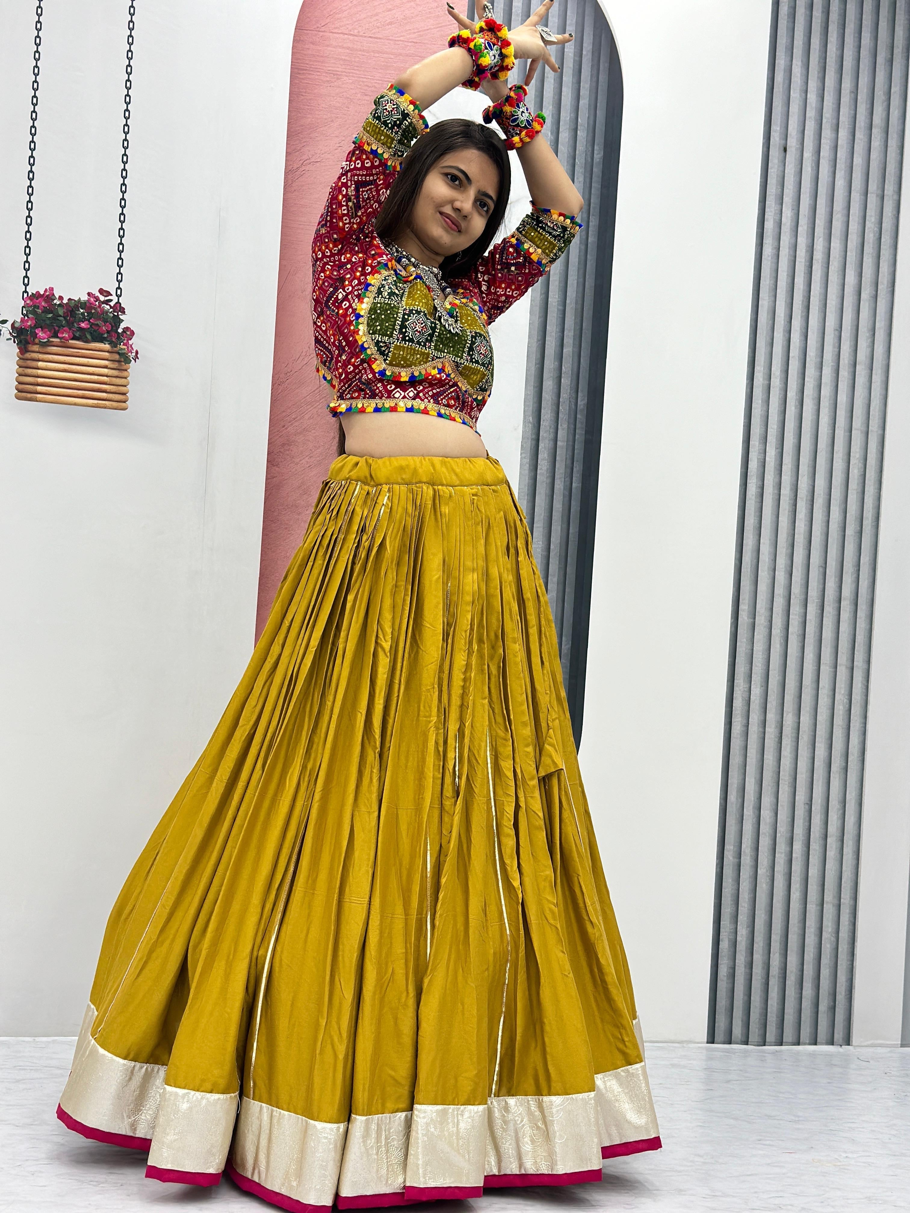 Pure Cotton Foil Print Lace work Navratri Special Chaniya Choli