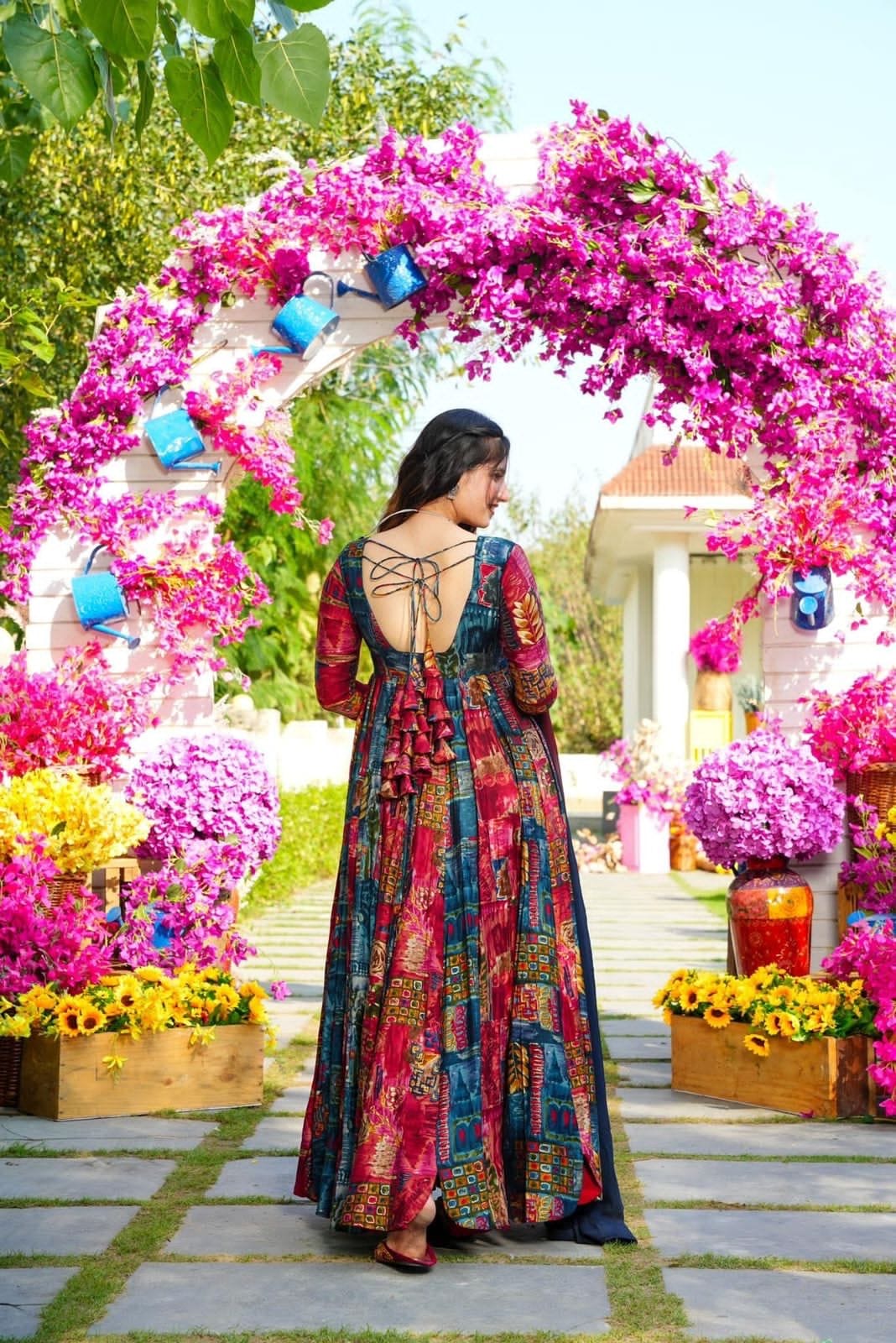 Muslin Digital Print Flair work Kurti Dupatta Set