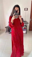Georgette Chikankari Kurti Palazzo Dupatta Set (Ready to Wear)
