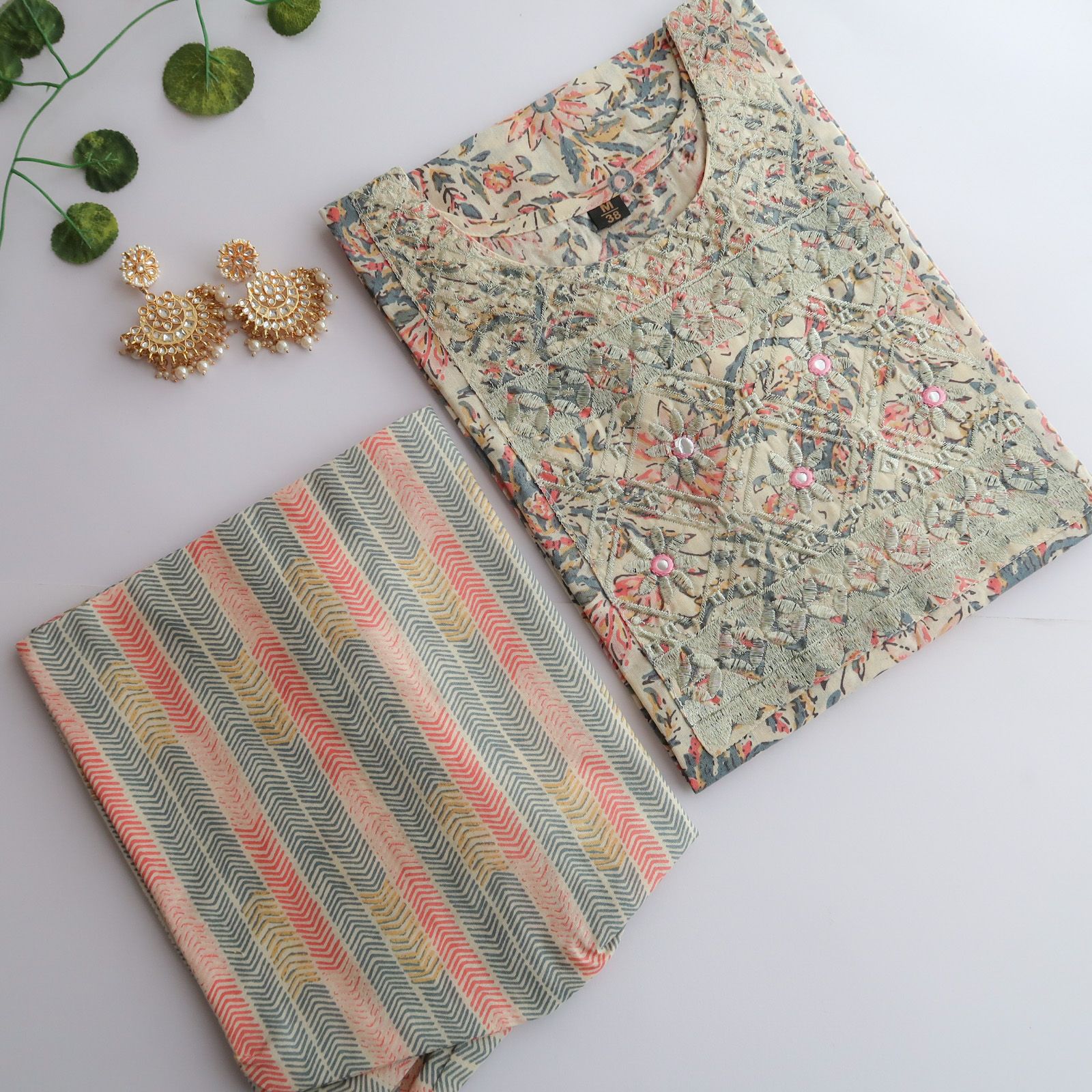 Ice Cream Zari Floral Slim Fit Suit Set